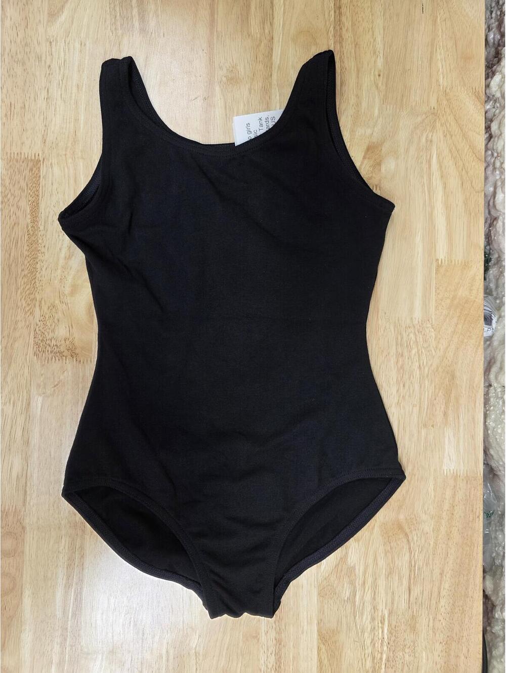 CAPEZIO GIRLS CLASSIC HIGH‑NECK TANK ATHLETIC LEOTARD BLACK SIZE 8‑10